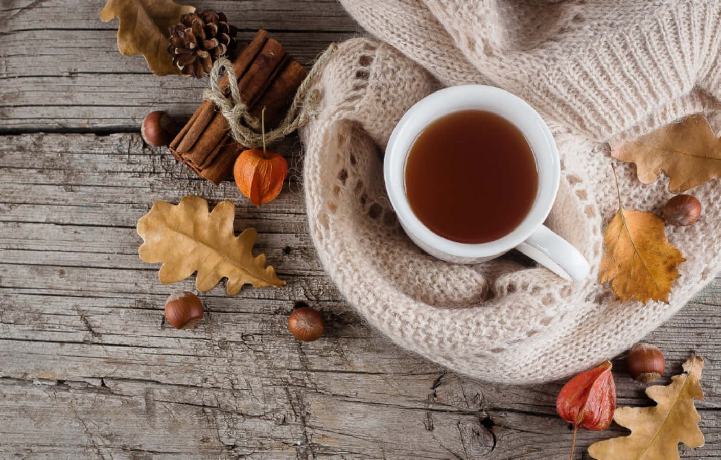 Cozy Fall Desktop Cup Of Coffee Wallpaper