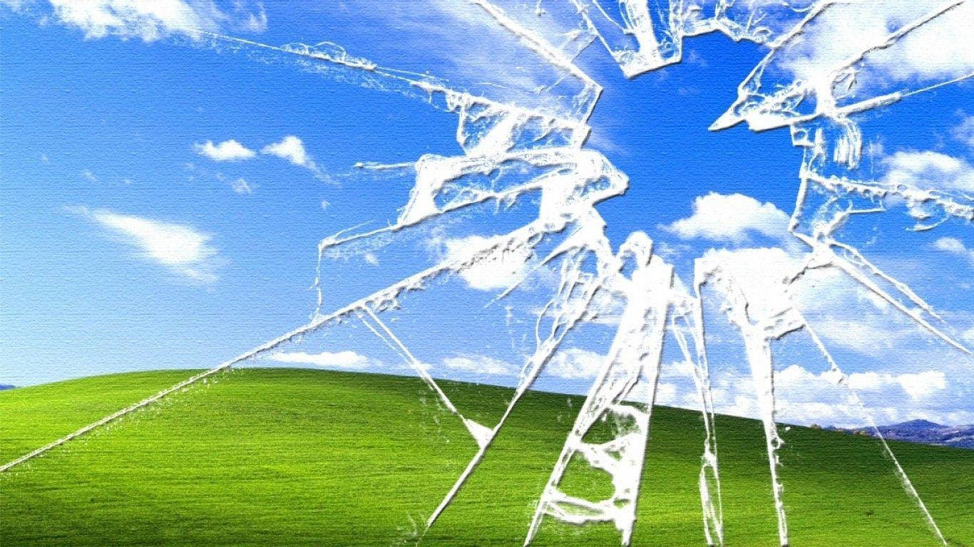 Cracked Computer Screen Bliss Hole Wallpaper