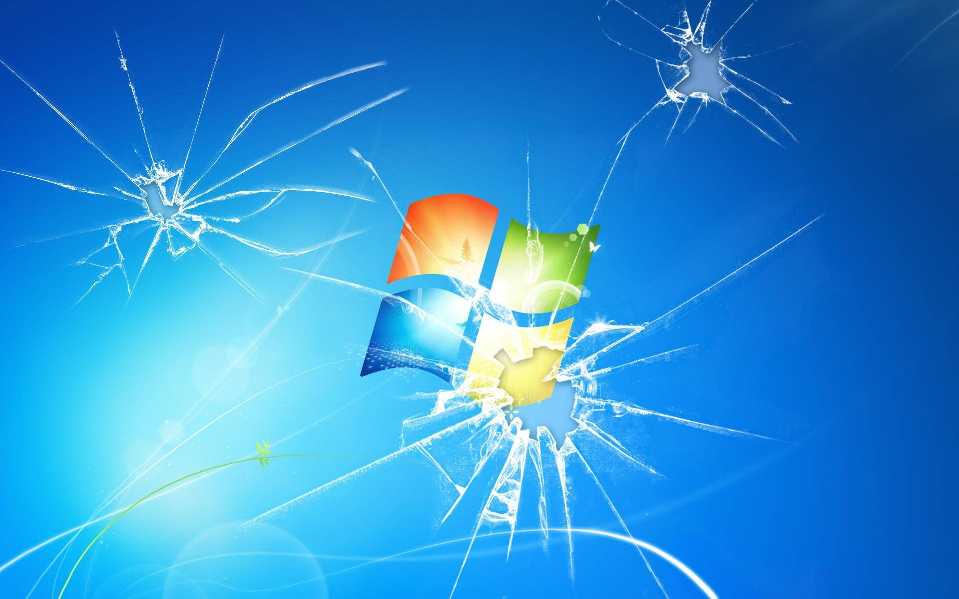 Cracked Computer Screen Three Cracks Wallpaper