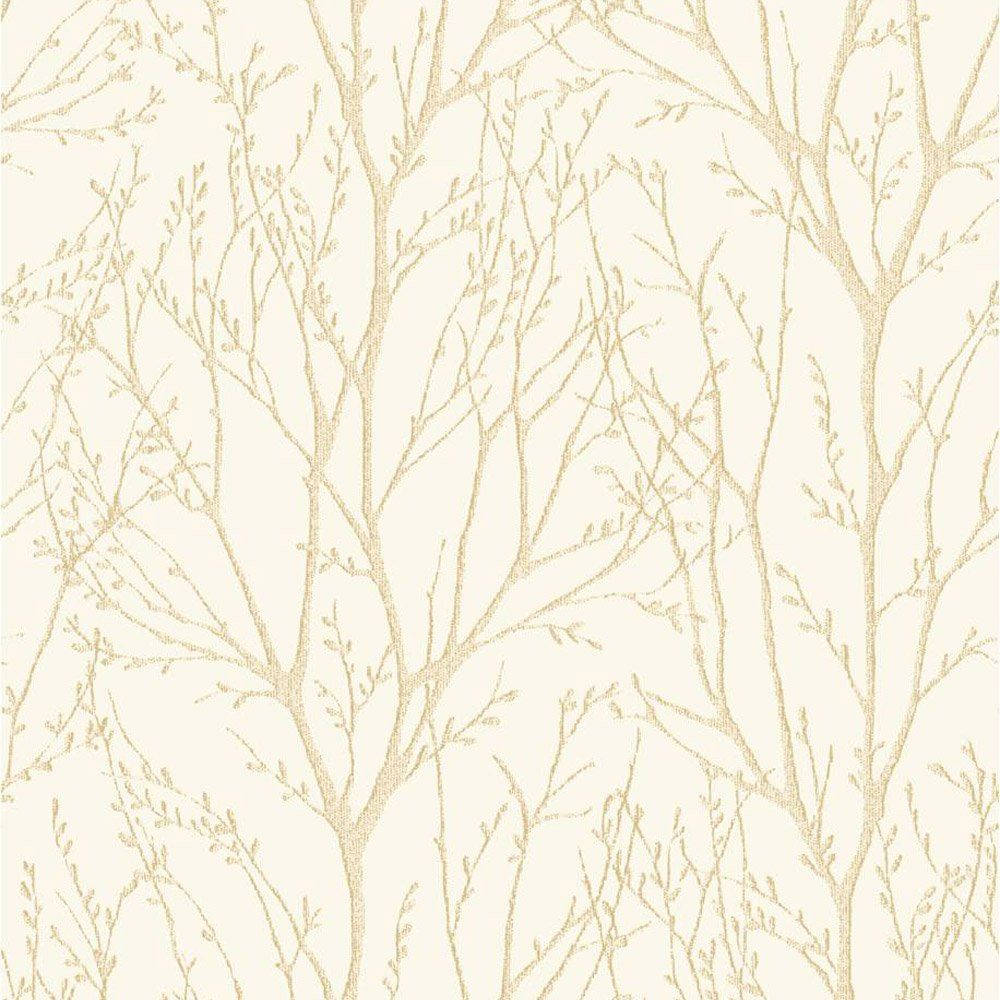 Cream Bare Plants Art Wallpaper