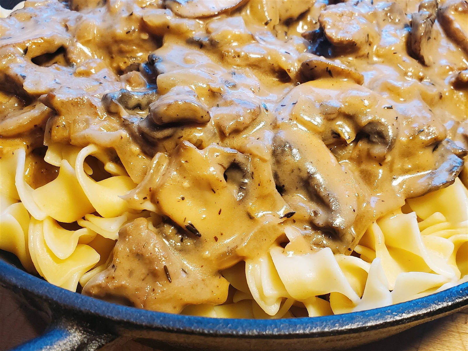 Creamy Russian Dish Beef Stroganoff On Pasta Wallpaper