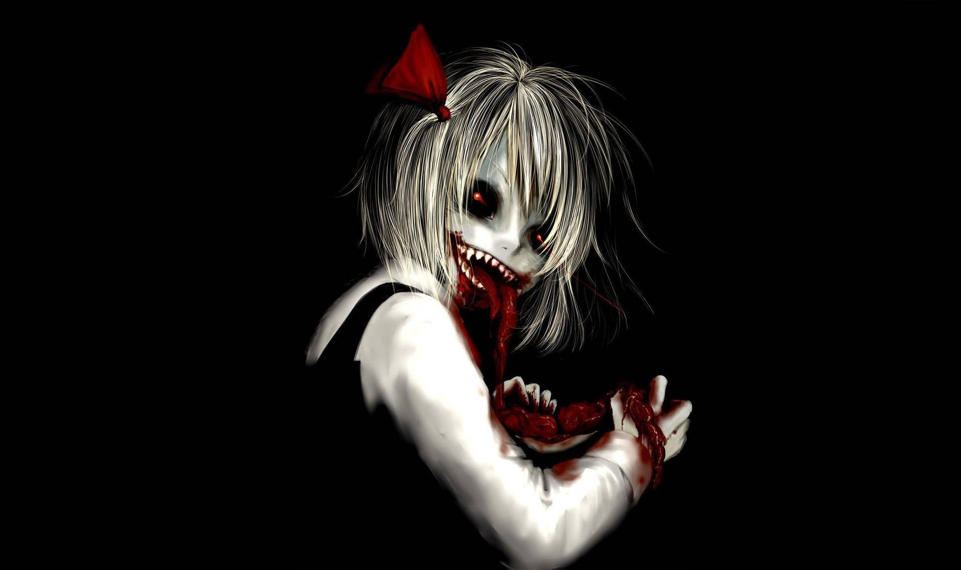 Creepy Anime Touhou Rumia Eating Innards Wallpaper