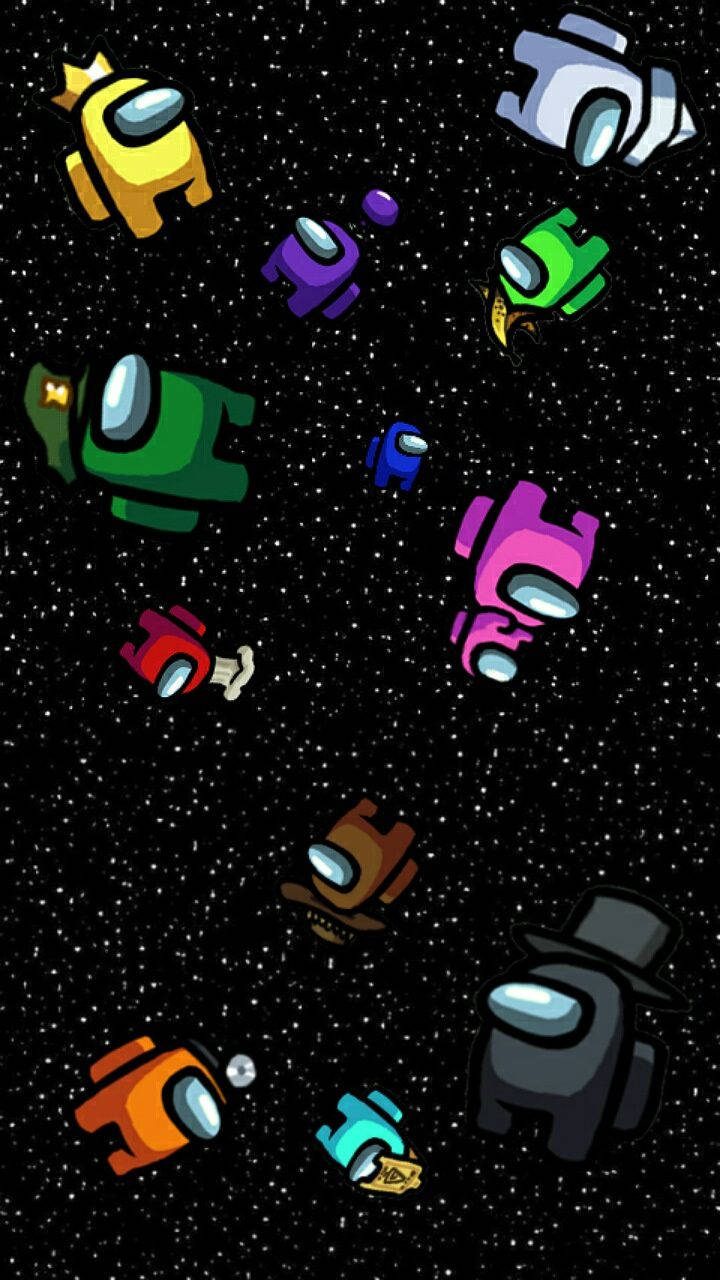 Crewmates With Hats Among Us Iphone Wallpaper