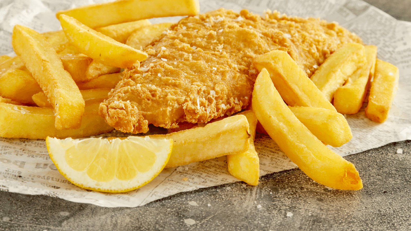 Crispy Fish And Chips With Lemon Slice Wallpaper