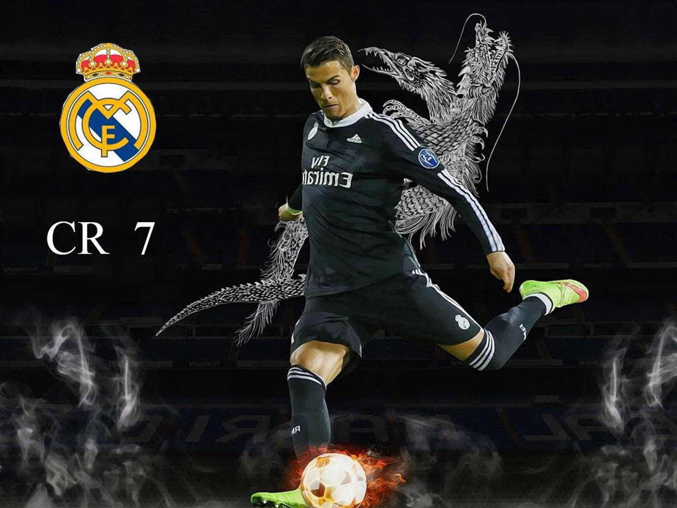 Cristiano Ronaldo Cool Black Graphic Art Wallpaper