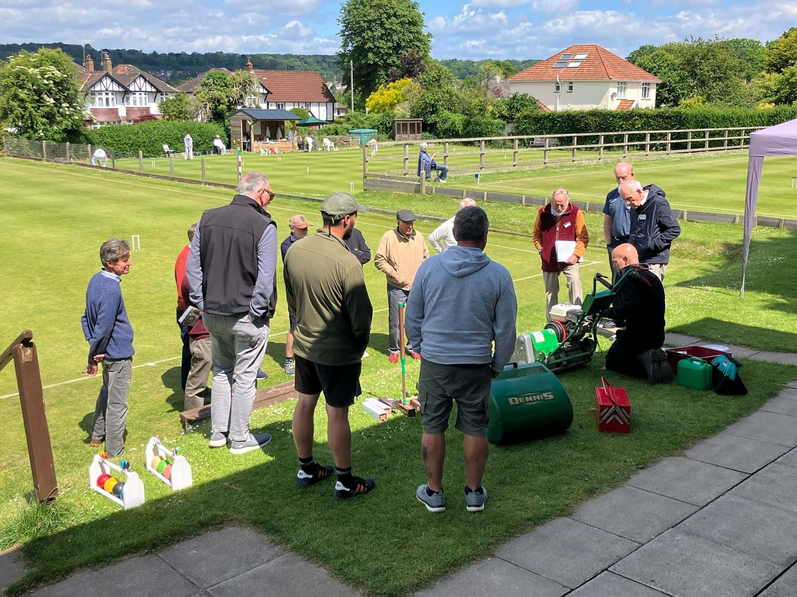 Croquet Players Gathering Equipment Wallpaper