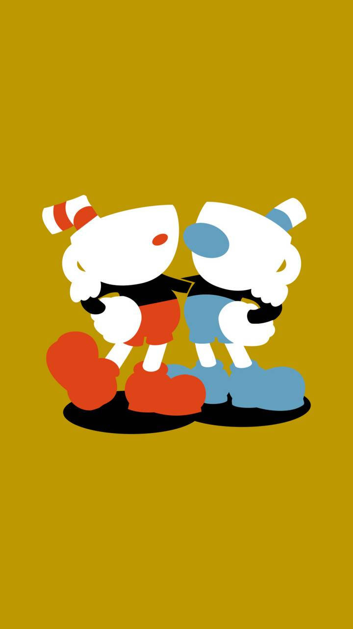 Cuphead And Mugman Engaging In A Co-op Adventure Wallpaper