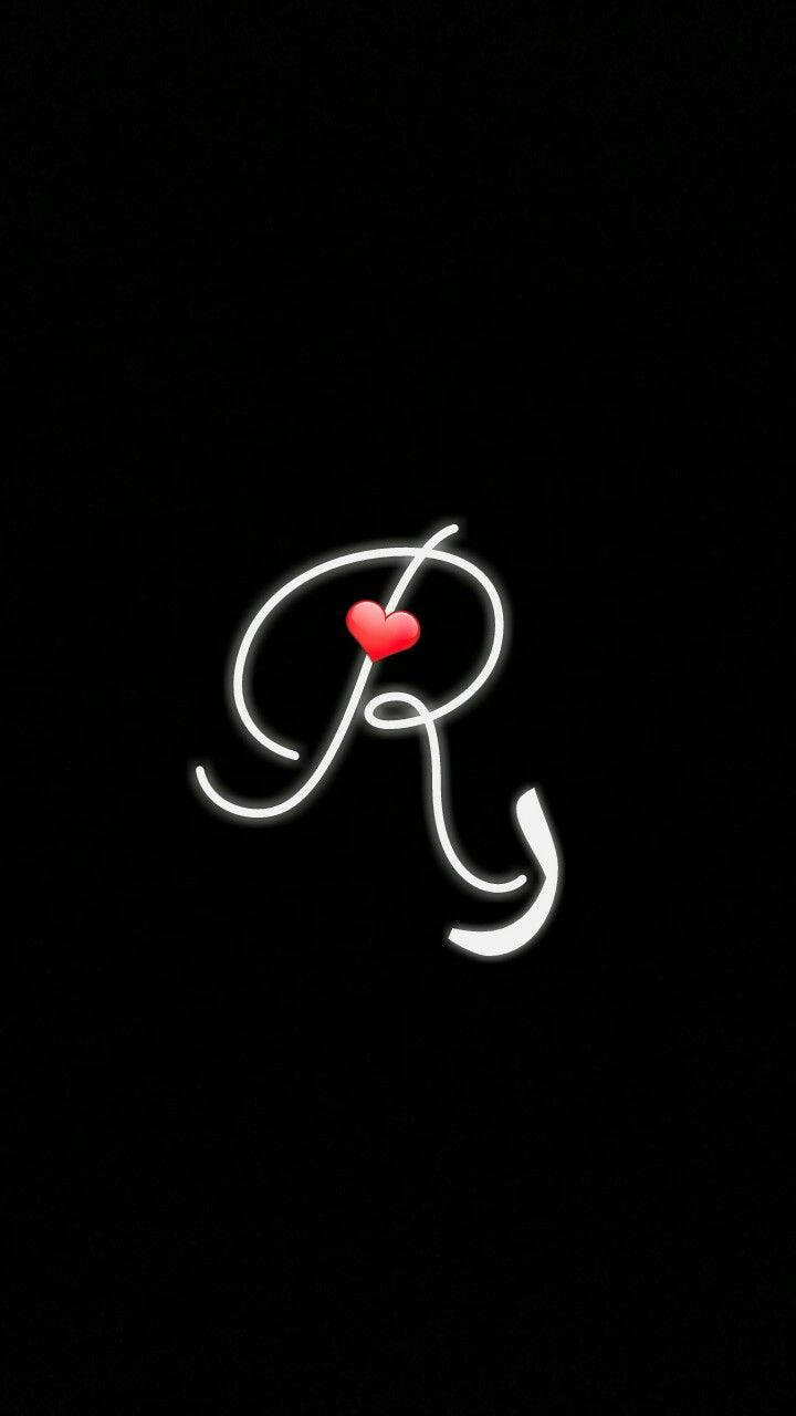 Cursive White Letter R Name Wallpaper