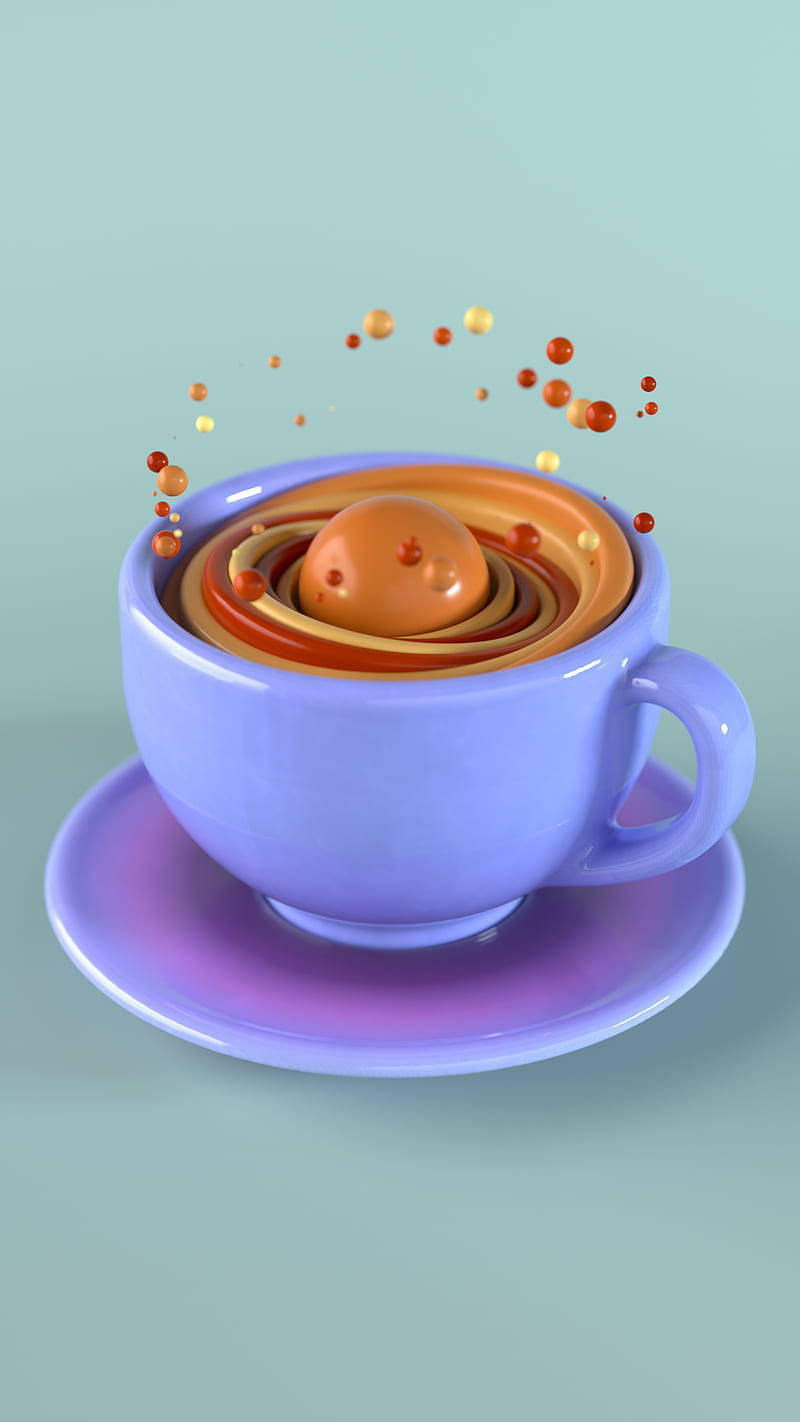 Cute 3d Phone Lavender Cup Wallpaper