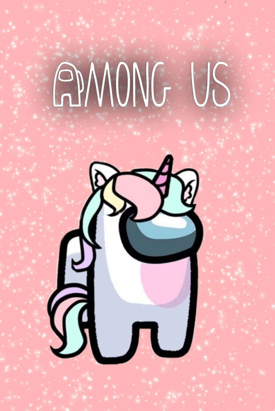 Cute Among Us White Unicorn Wallpaper