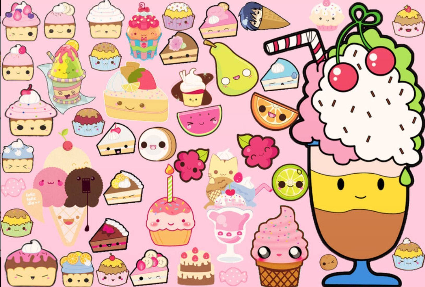 Cute And Adorable Dessert Cartoons On Ipad Wallpaper