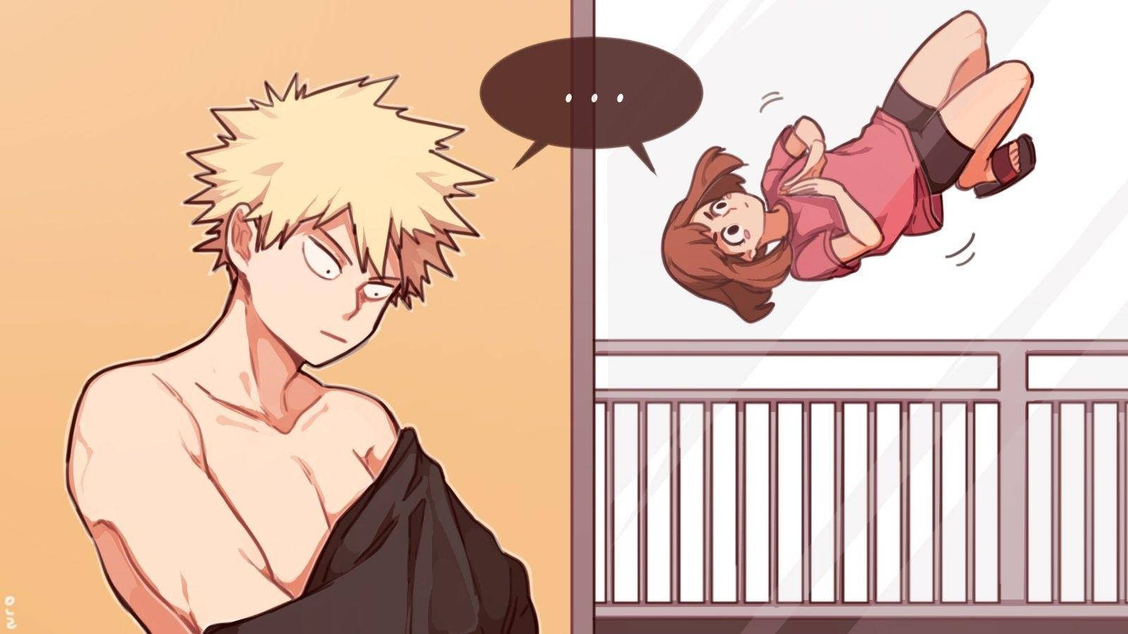 Cute Bakugo Ochako Changing Wallpaper