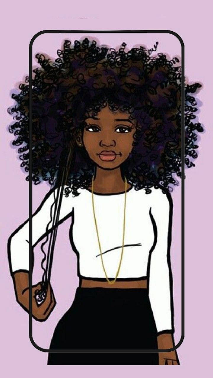 Cute Black Girl Afro Aesthetic Wallpaper