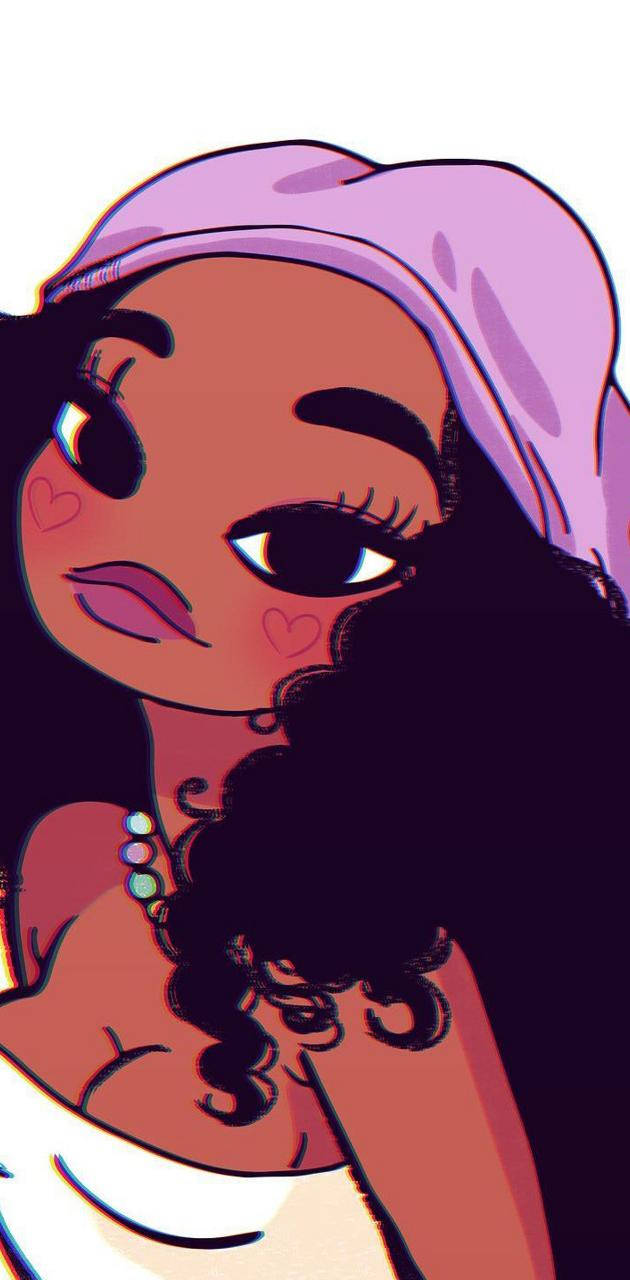 Cute Black Girl Cartoon Wallpaper