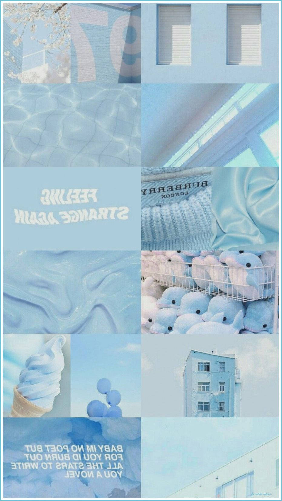 Cute Blue Aesthetic Collage Art Wallpaper