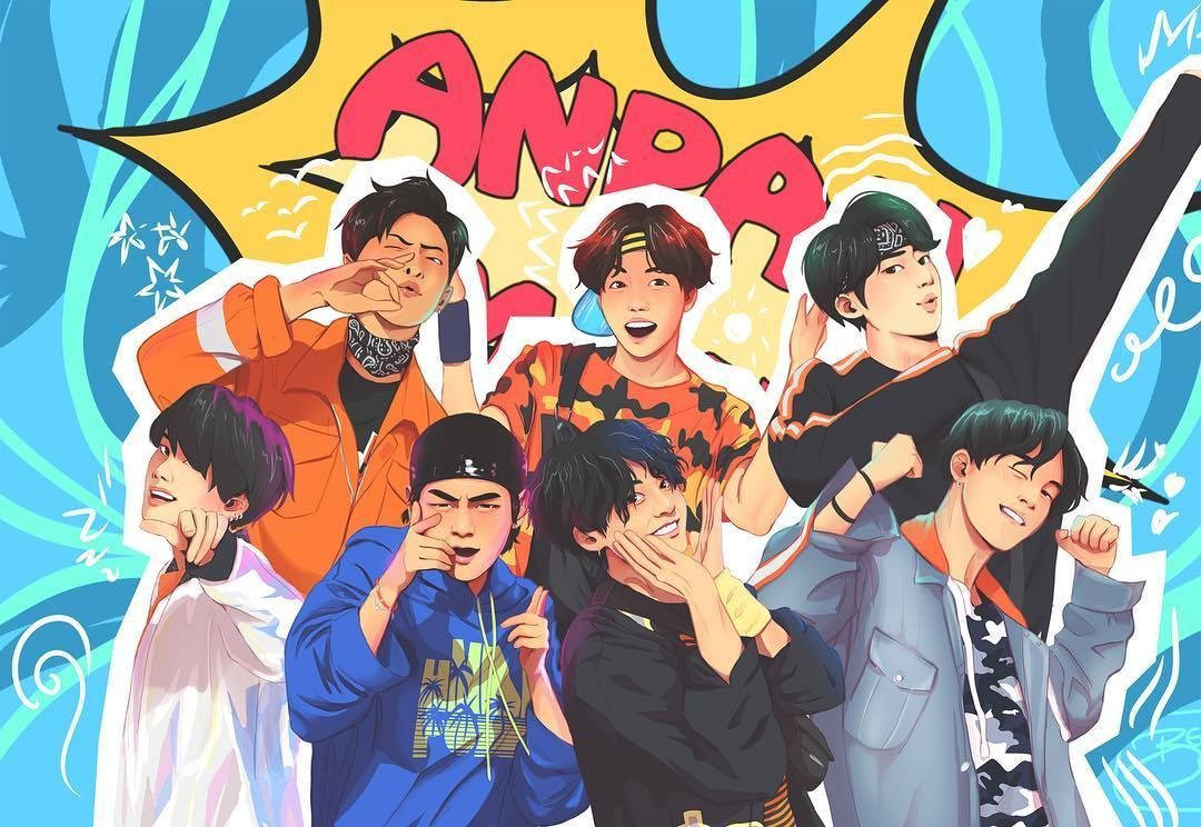 Cute Bts Drawing Anpaman Wallpaper