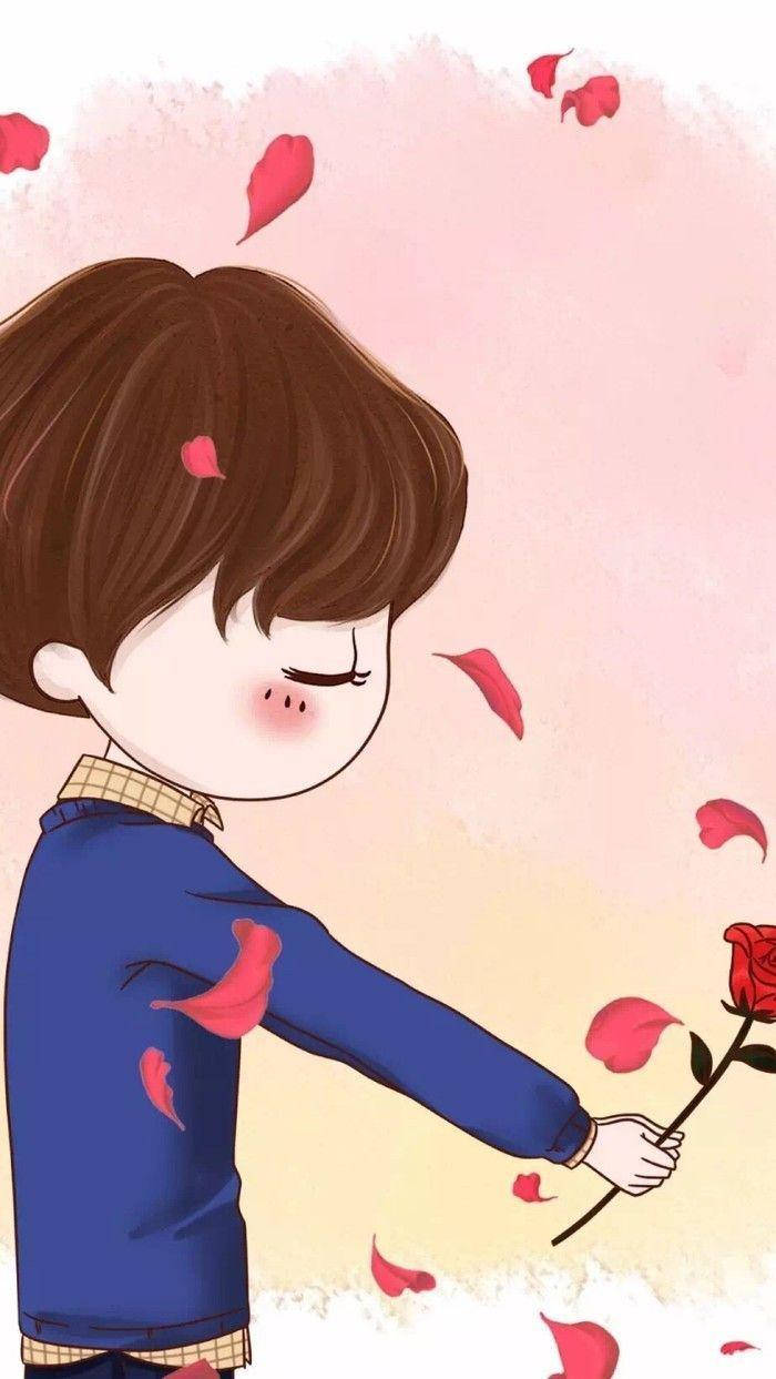 Cute Couple Matching Left Male Blushing Petals Wallpaper