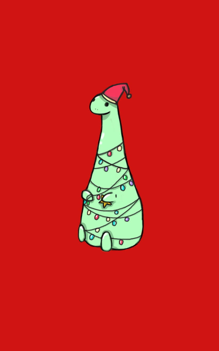 Cute Dinosaur Phone Christmas Lights Wallpaper