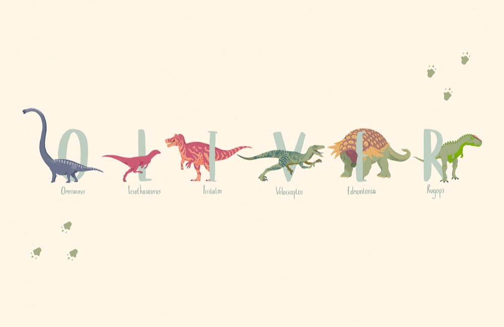 Cute Dinosaur Spelling Oliver Wallpaper