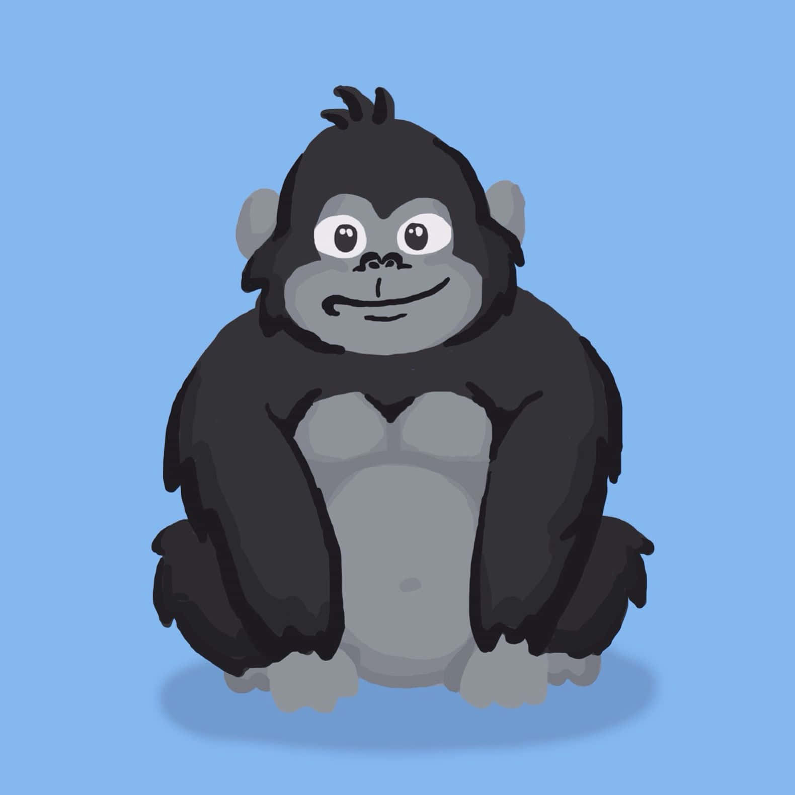 Cute Gorilla On Blue Wallpaper