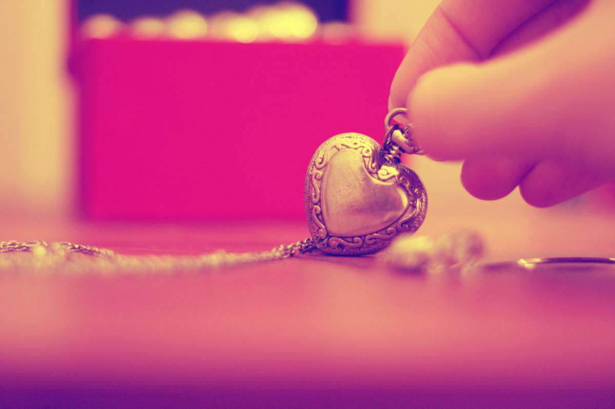 Cute Heart Locket Sepia Filter Wallpaper