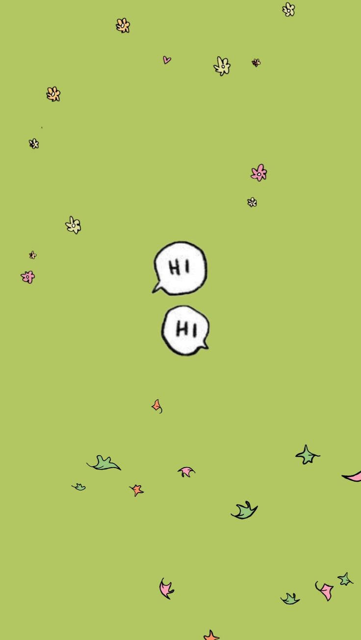 Cute Hi Greeting In Sage Green Wallpaper