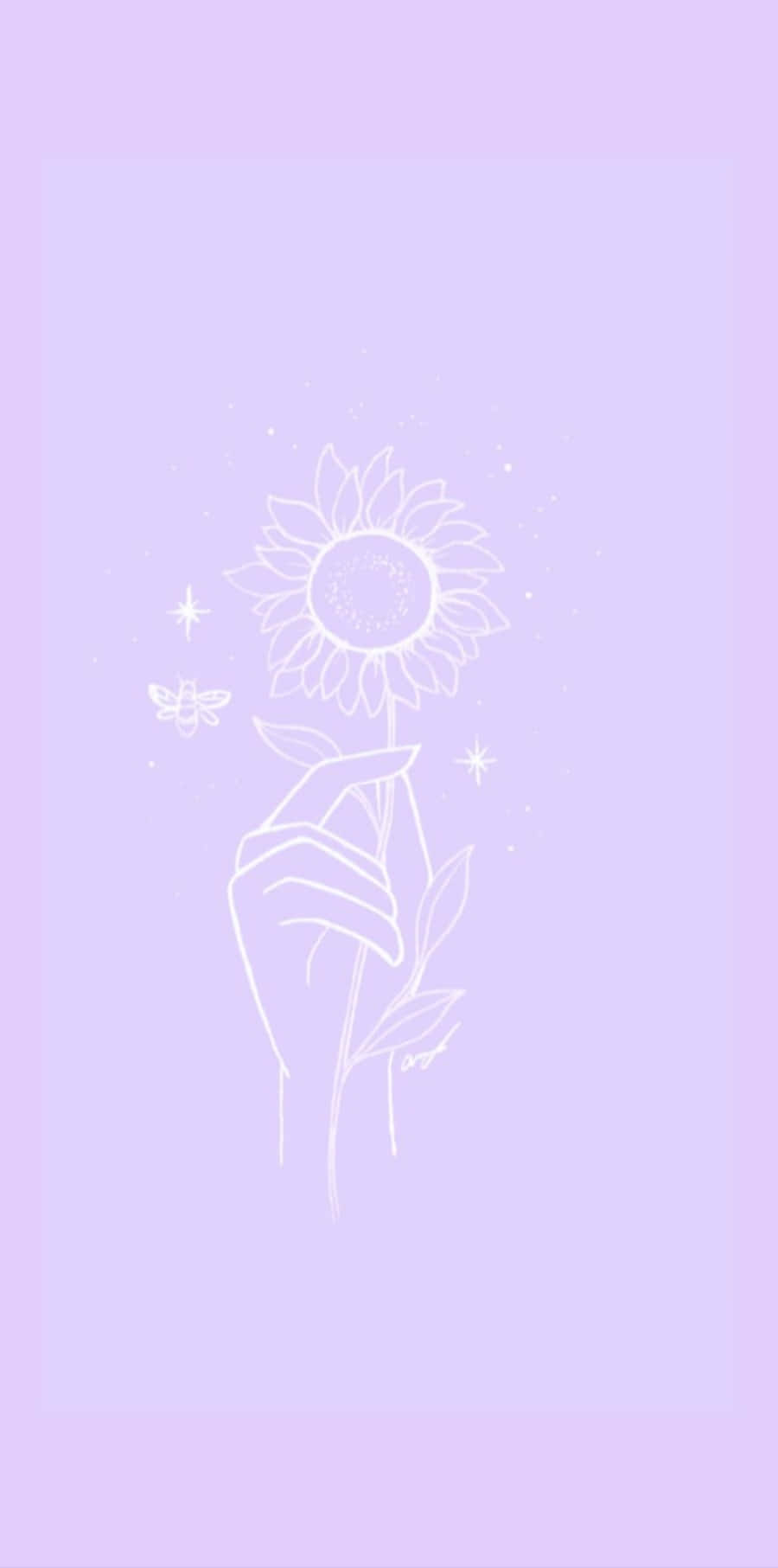 Cute Light Purple Hand With Flower Drawing Wallpaper