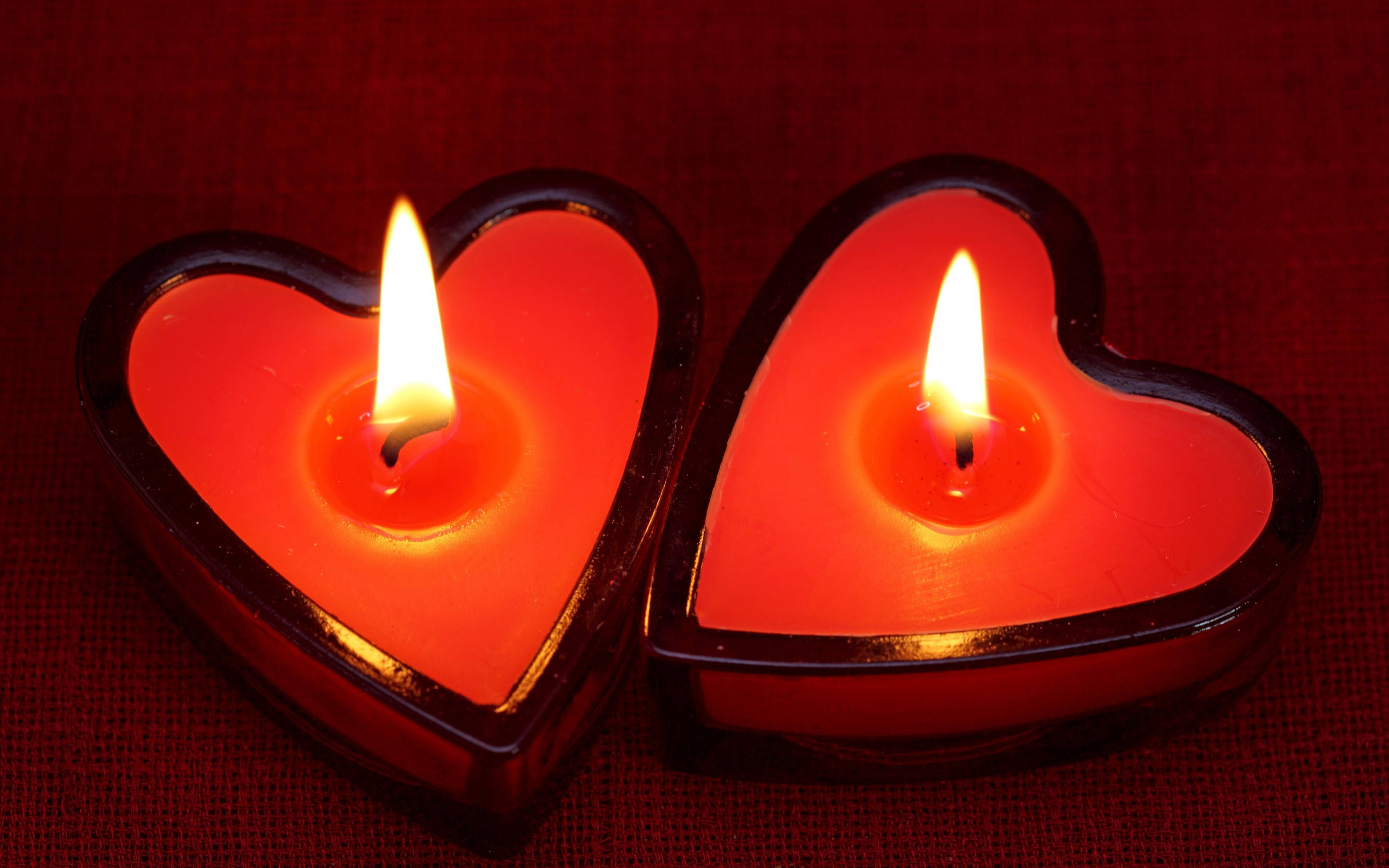 Cute Love Heart Candles Wallpaper