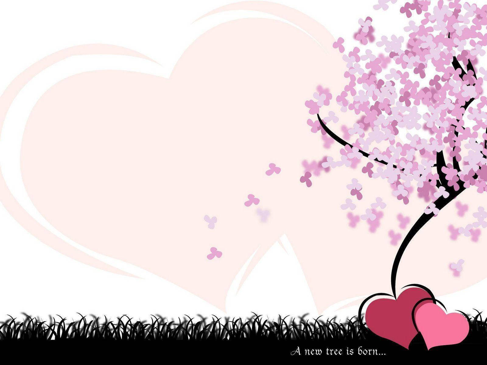 Cute Love Pink Tree Wallpaper