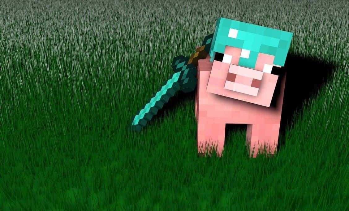 Cute Minecraft Pig Grass Wallpaper