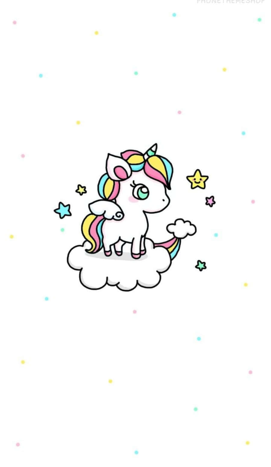 Cute Mini Iphone Unicorn In White Aesthetic Wallpaper