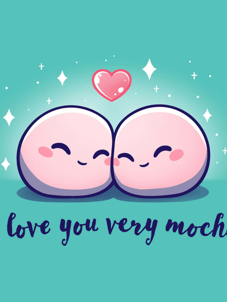 Cute Mochi Love Illustration Wallpaper