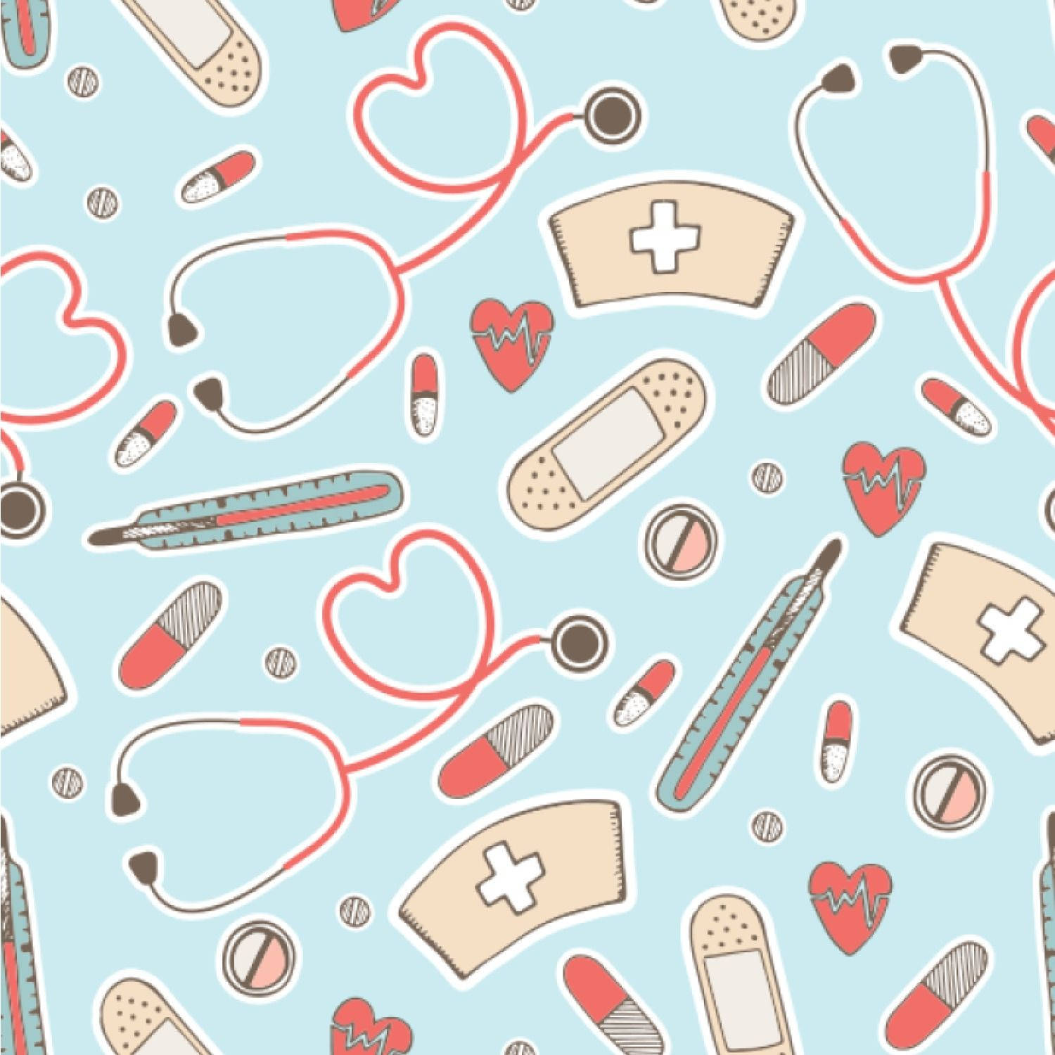 Cute Nurse Medical Pattern Wallpaper