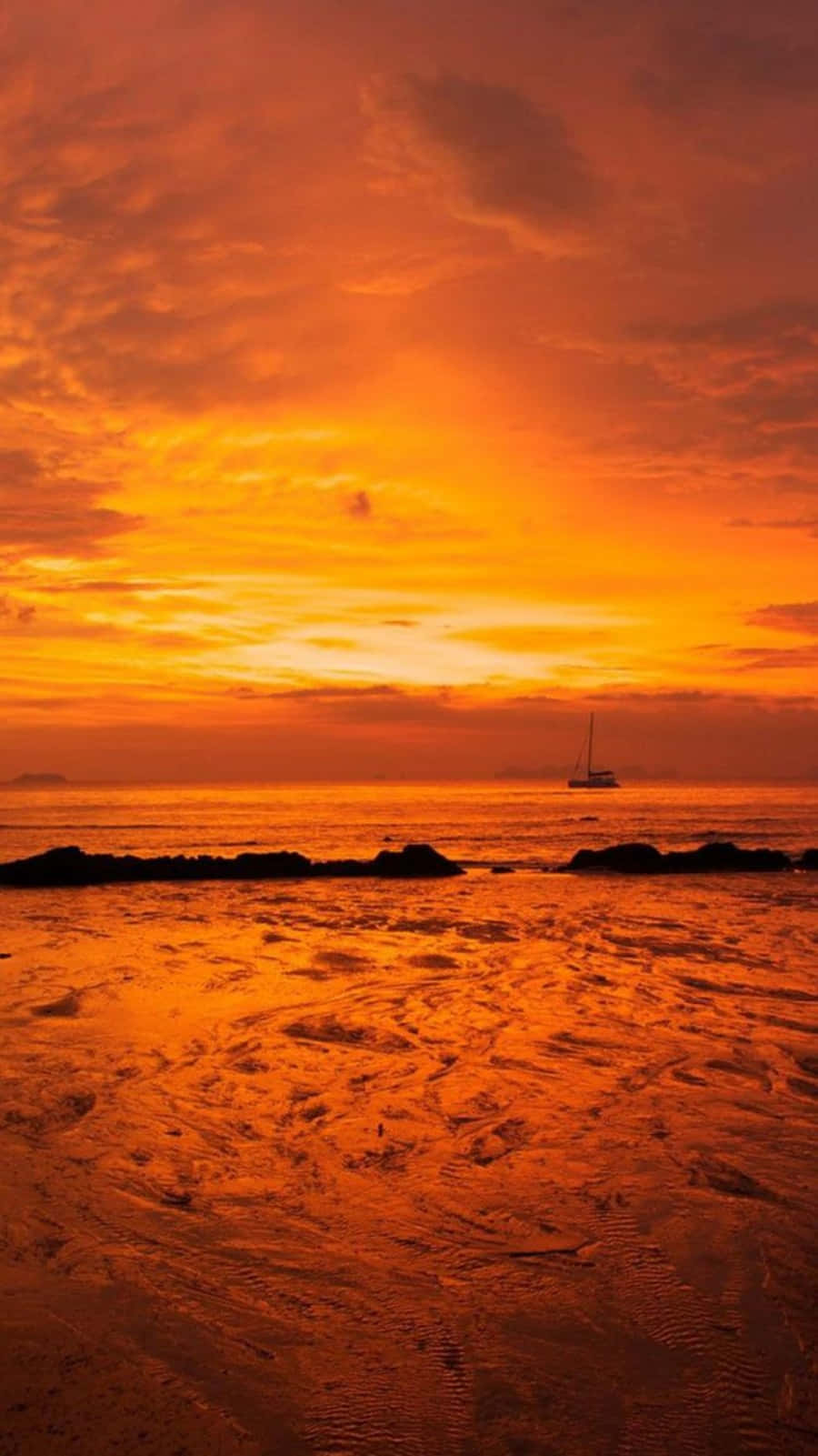 Cute Orange Beach At Sunset Wallpaper