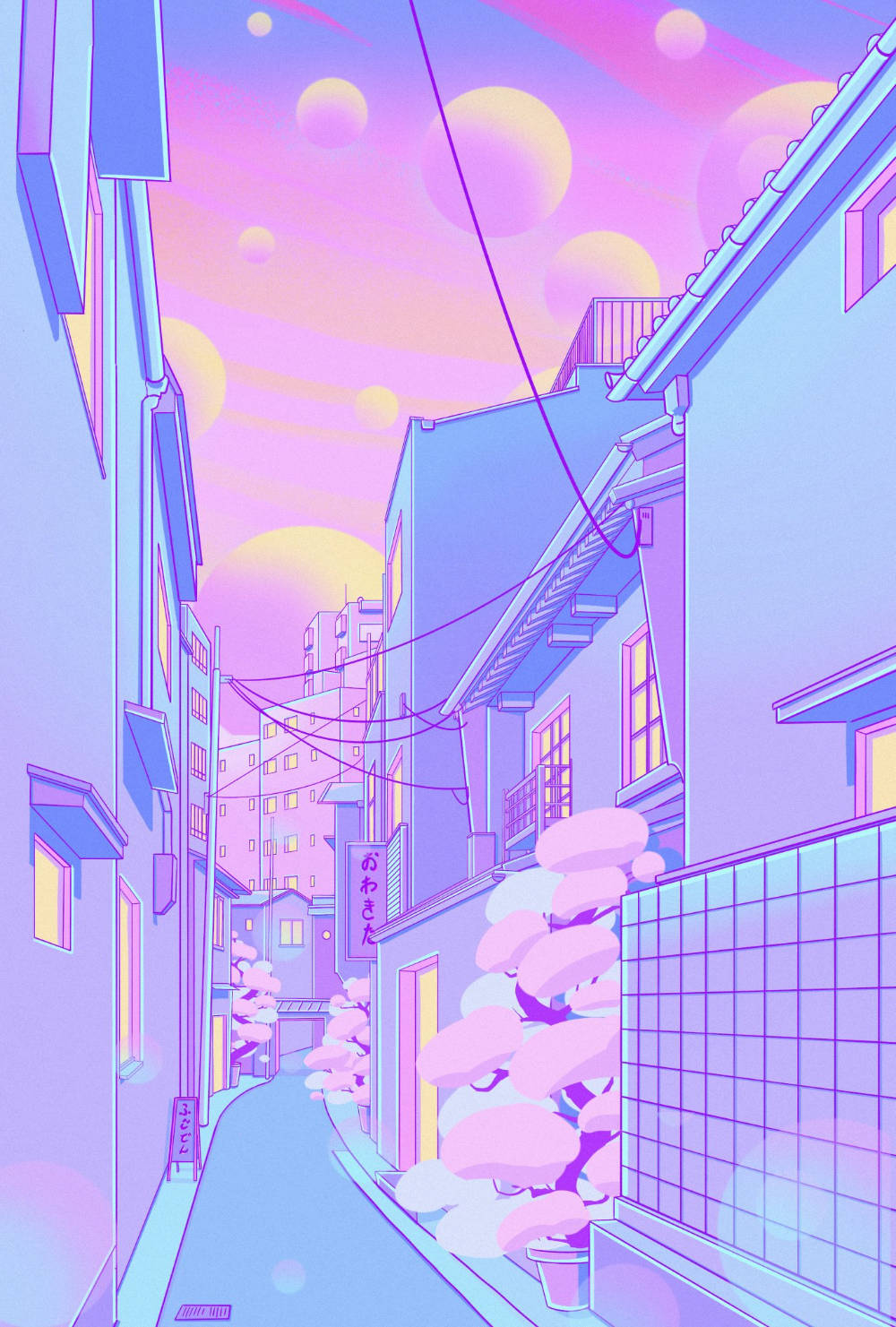 Cute Pastel Purple Street Wallpaper