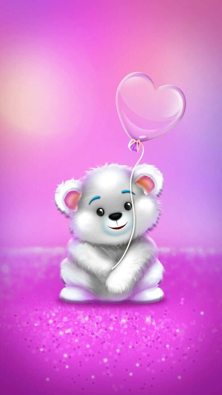 Cute Pink Teddy Bear Wallpaper