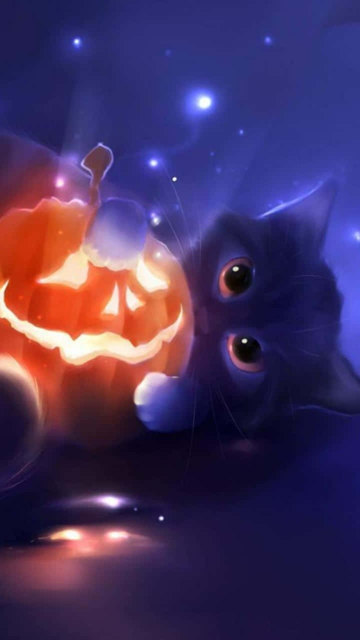 Cute Pumpkin Iphone Cat Wallpaper