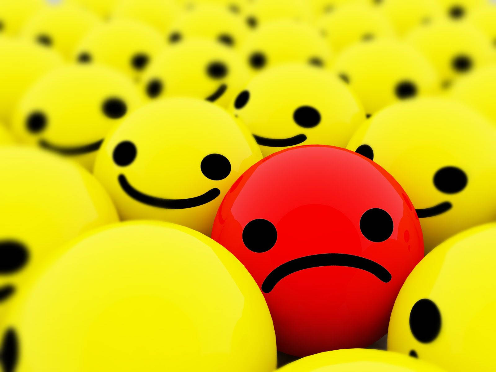 Cute Sad Red Smiley Wallpaper