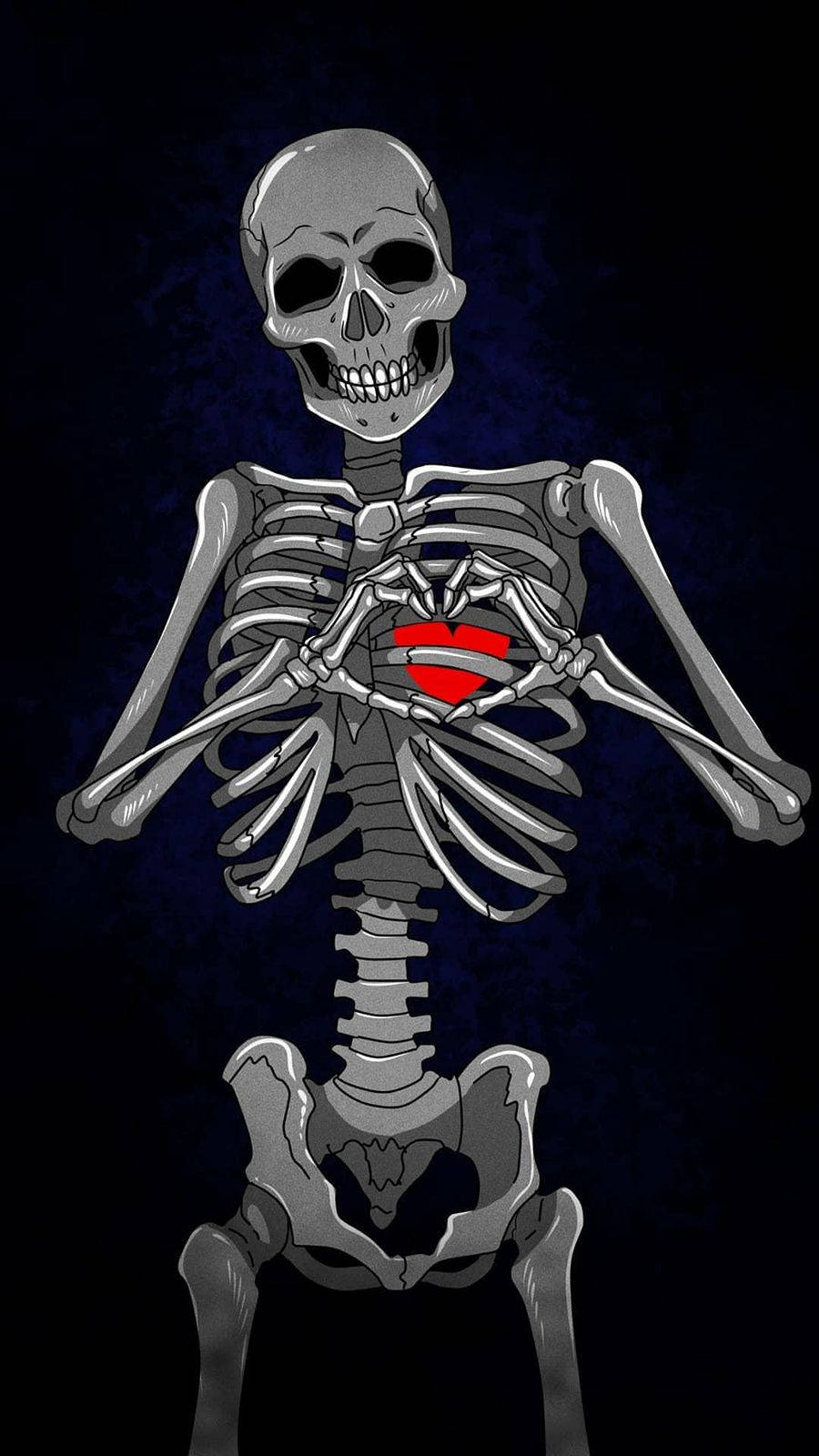 Cute Skeleton Doing A Heart Hand Sign Wallpaper