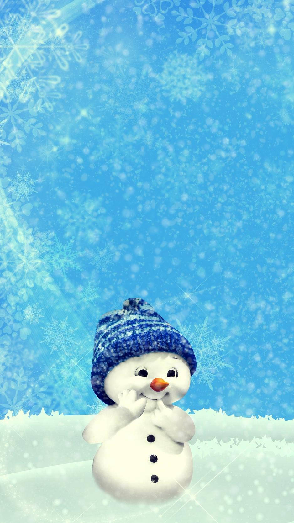 Cute Snow Man Cartoon Art Wallpaper