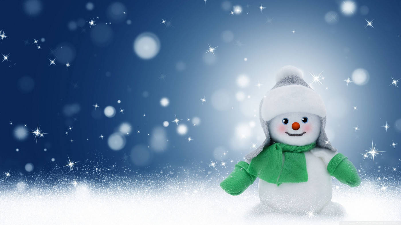 Cute Snow Man Graphic Art Wallpaper