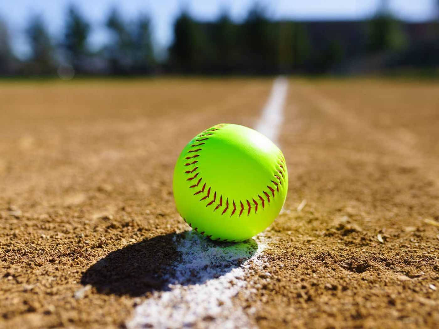 Cute Softball On The Line Wallpaper