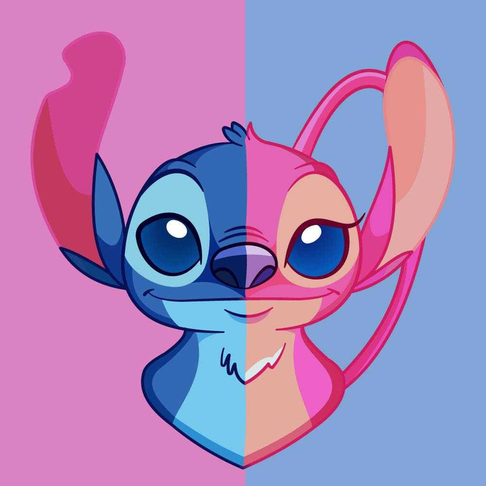 Cute Stitch And Angel Art Wallpaper