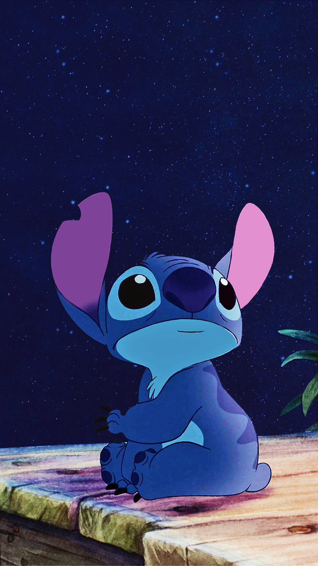 Cute Stitch At Night Iphone Wallpaper