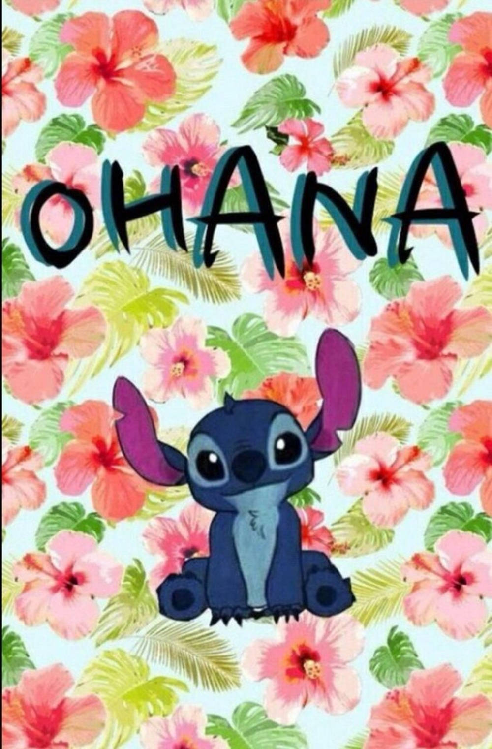 Cute Stitch Floral Ohana Iphone Wallpaper