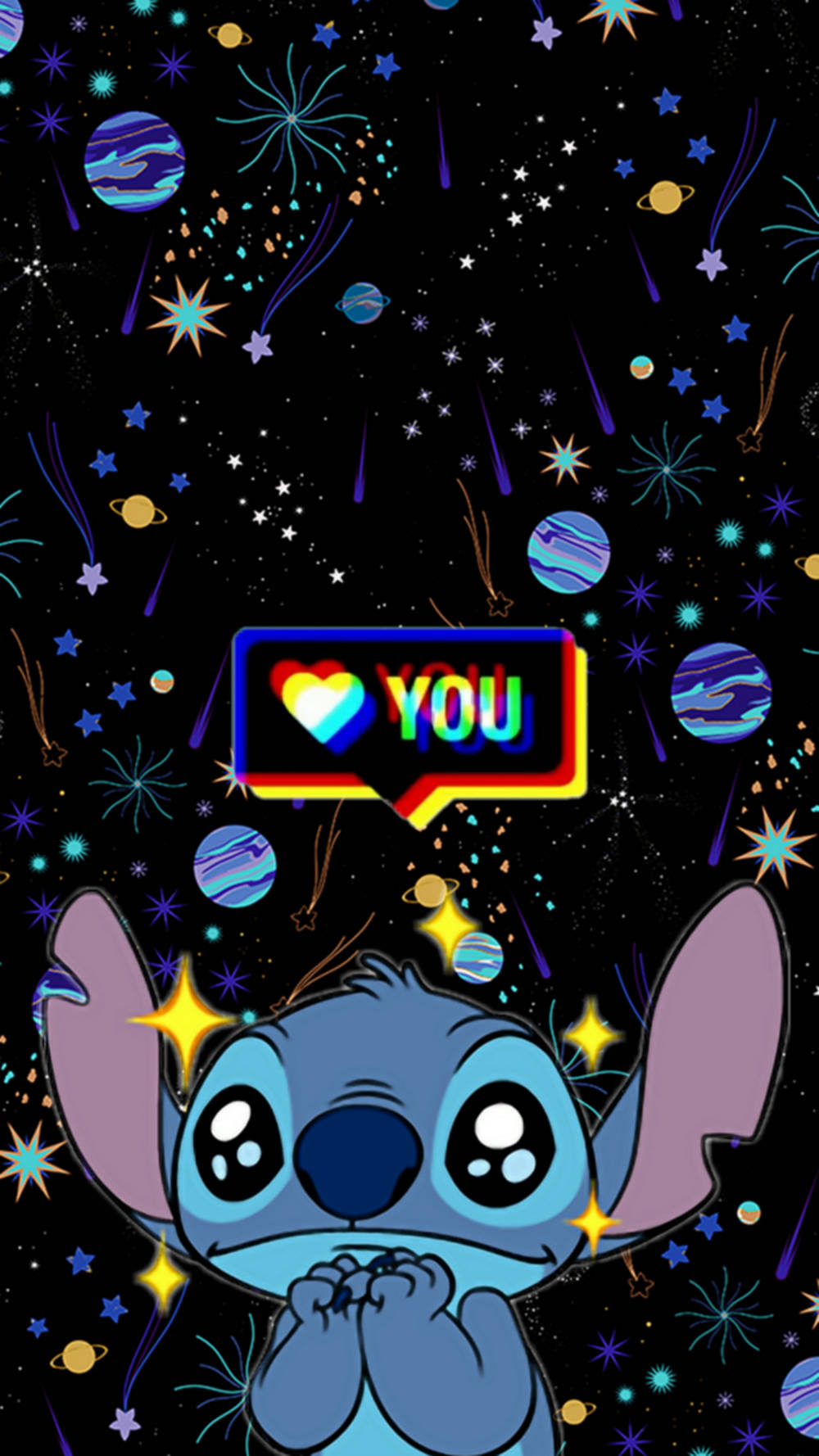 Cute Stitch Heart You Iphone Wallpaper