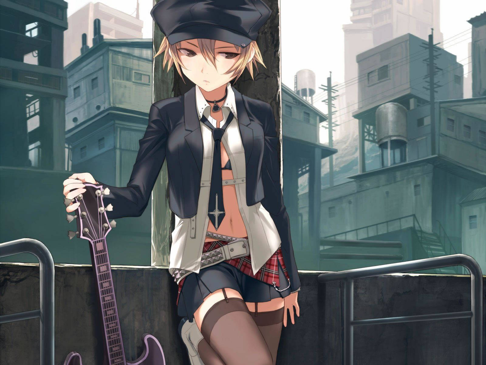 Cute Tomboy Anime Guitar Player Wallpaper