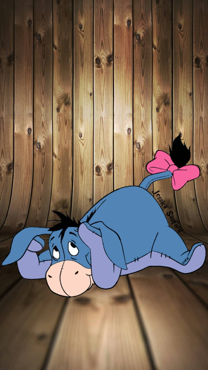 Cute Winnie The Pooh Iphone Eeyore Wood Planks Wallpaper