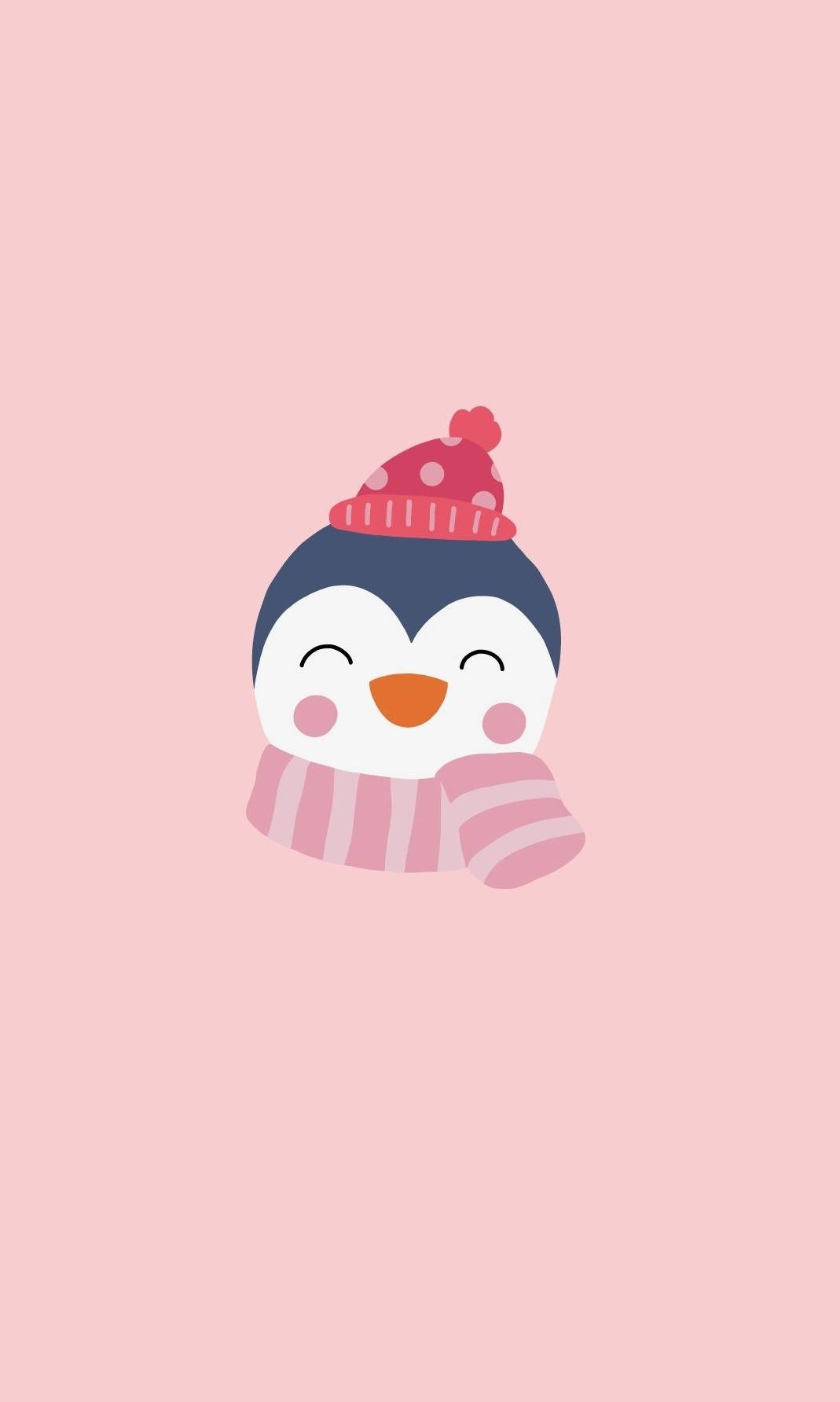 Cute Winter Iphone Penguin Pink Aesthetic Wallpaper