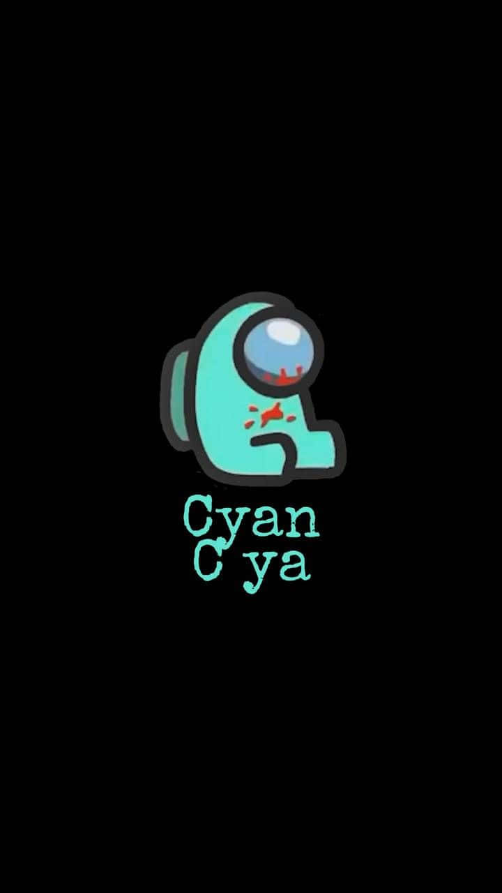 Cyan Among Us Character Wallpaper